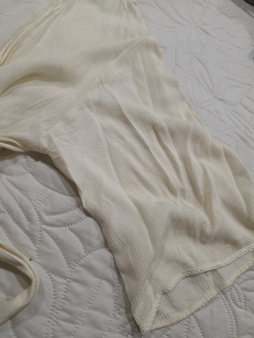 Light Cream Ruffle Wrap Dress - Picture 4 of 4